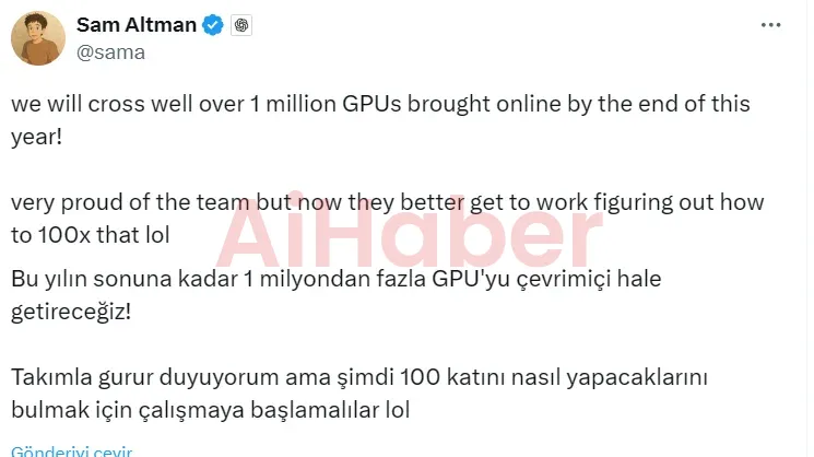 OpenAI’den 1M GPU Planı ve 100× Ölçekleme Vizyonu