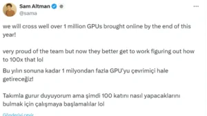 OpenAI’den 1M GPU Planı ve 100× Ölçekleme Vizyonu