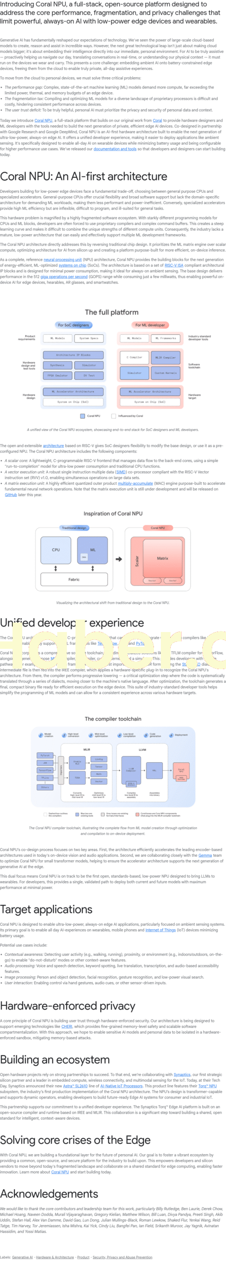 Coral NPU: Edge AI için tam kapsamlı bir platform