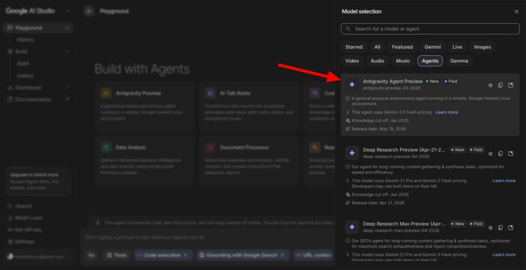 Google AI Studio’ya Yeni Çok Yönlü Otonom Agent: antigravity-preview-05-2026