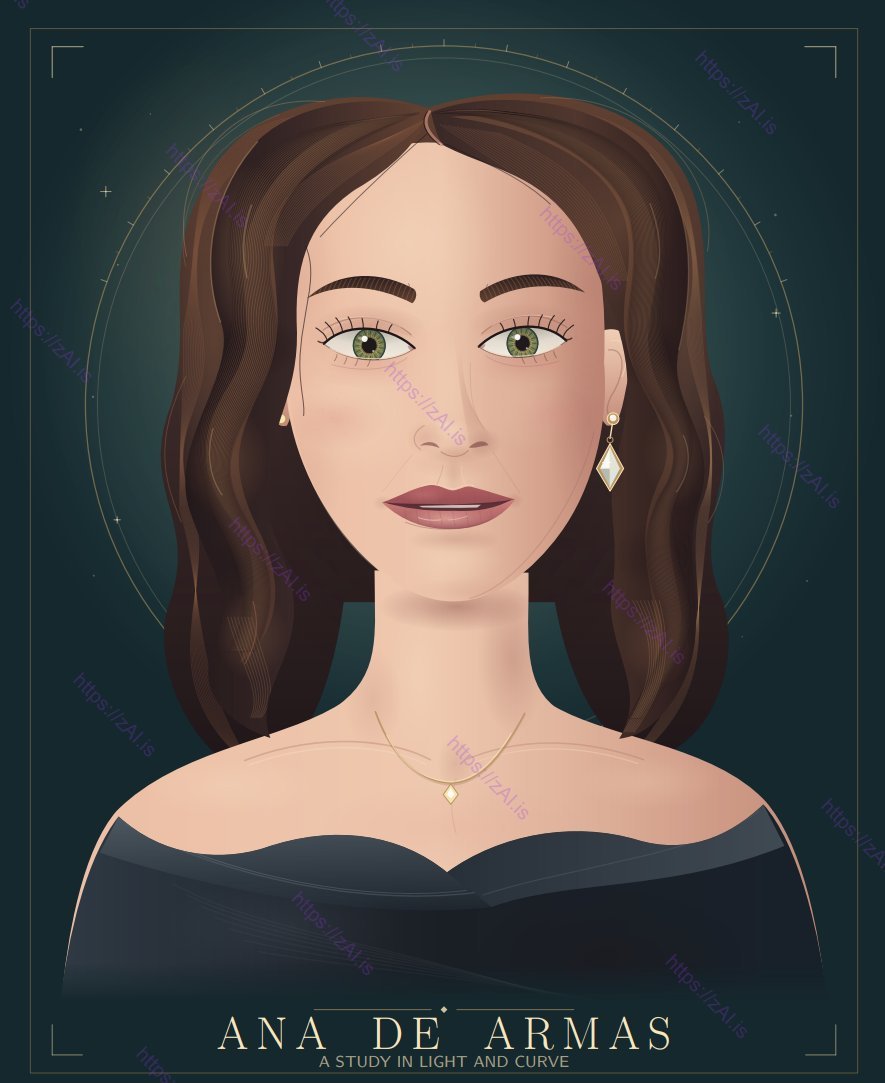 Astra Pelican SVG benchmark sonucu - Ana de Armas detaylı TiKZ SVG