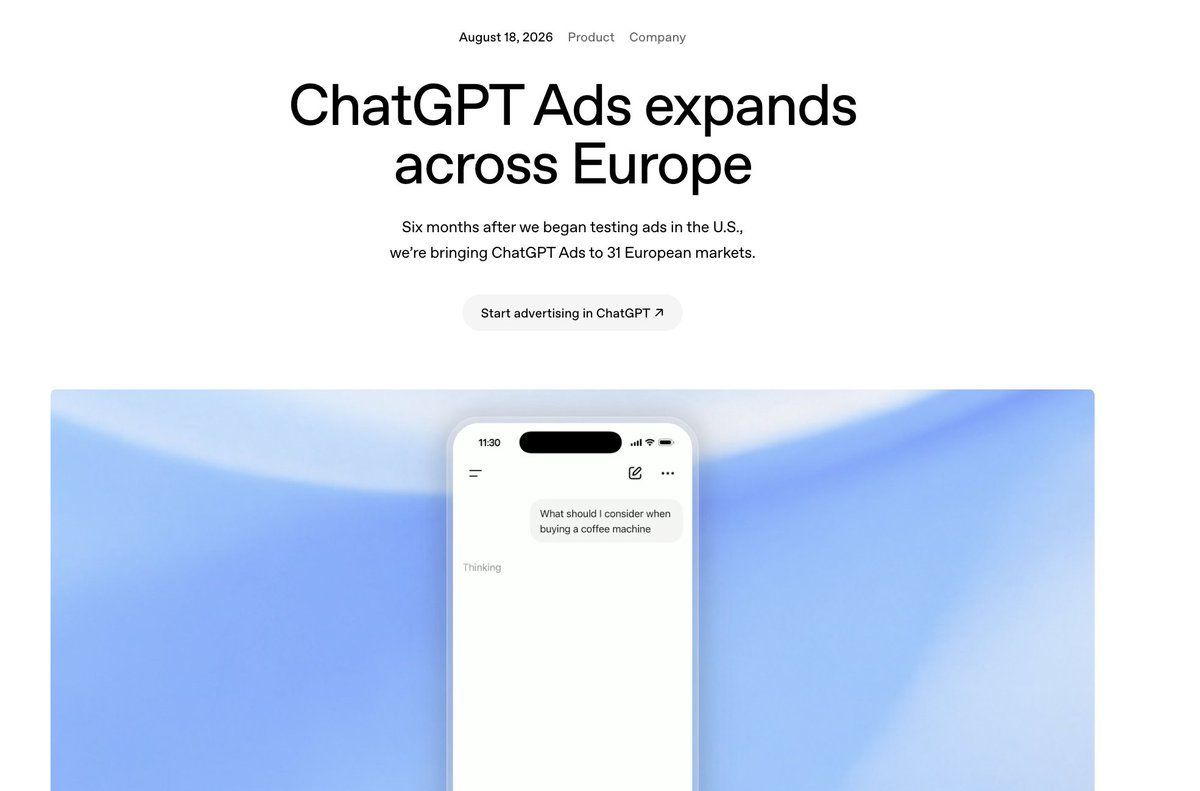 ChatGPT Avrupa reklam genişlemesi - OpenAI reklam platformu 31 ülke