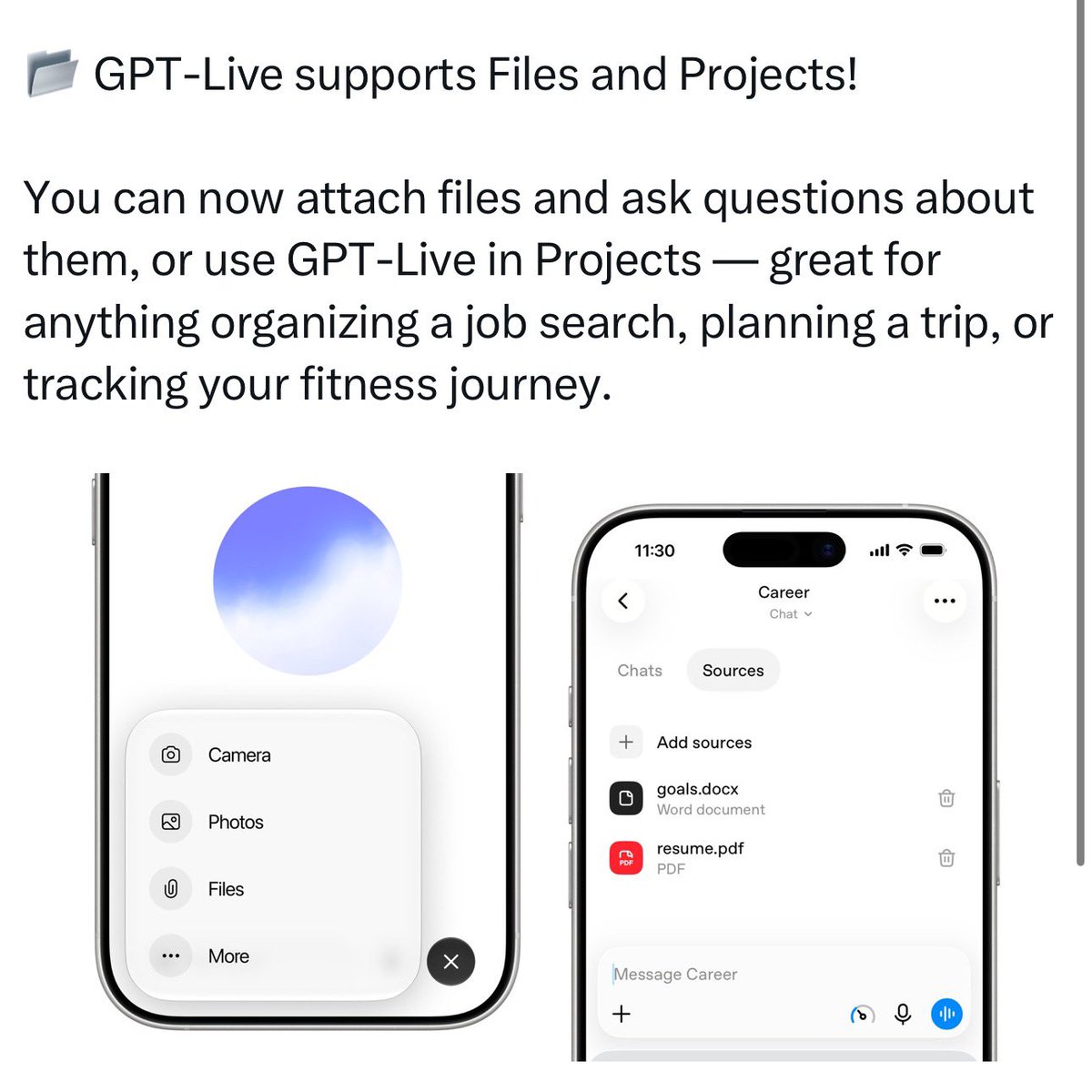 GPT Live dosya ve proje özelliği ile ChatGPT sesli modu
