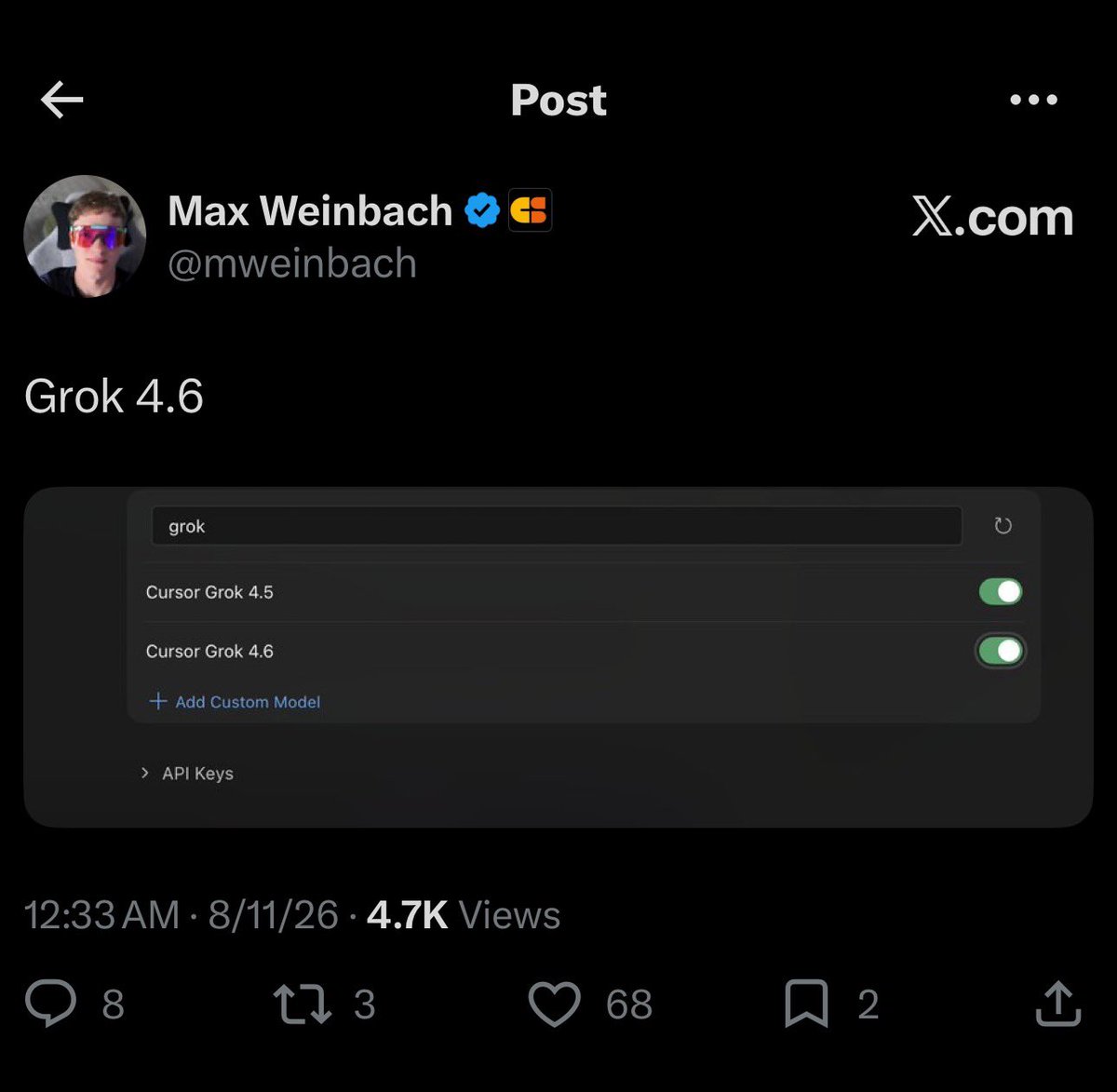Grok 4.6 Cursor