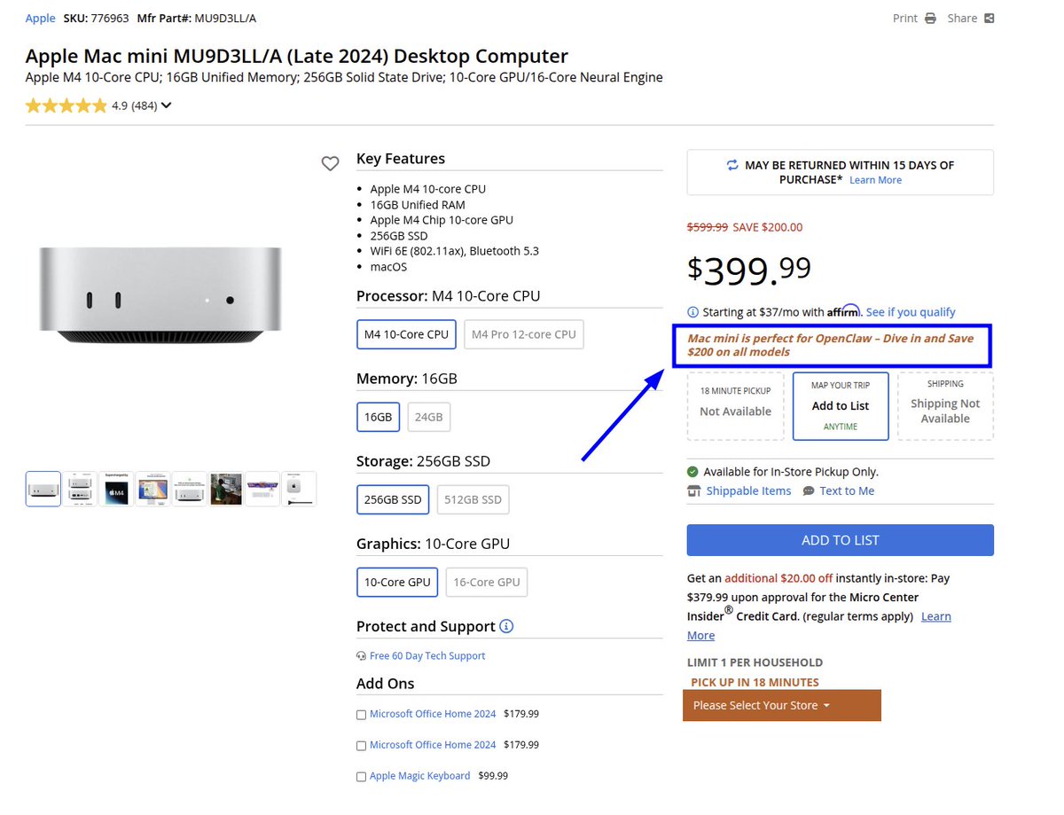 Apple Mac Mini 799 dolar Micro Center