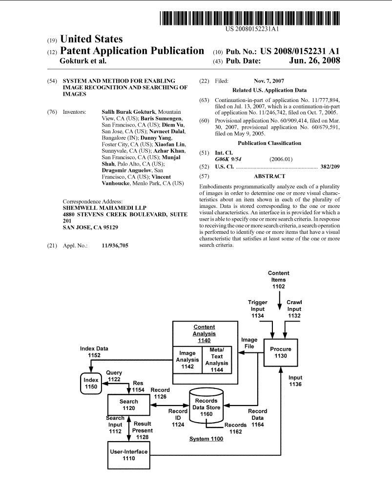 Matic Robots patent application showing Navneet Dalal computer vision research