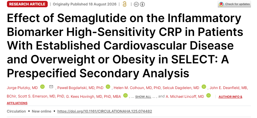 Semaglutide hsCRP iltihap belirteci dususumu - 17.604 kalp-damar hastasinda %38 düsüs