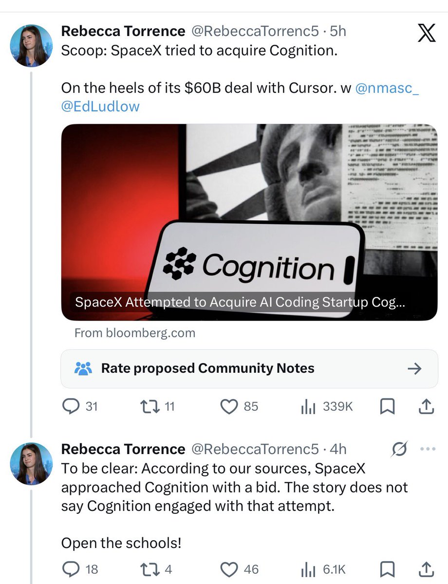SpaceX Cognition satın alma yalanlama Bloomberg sahte haber
